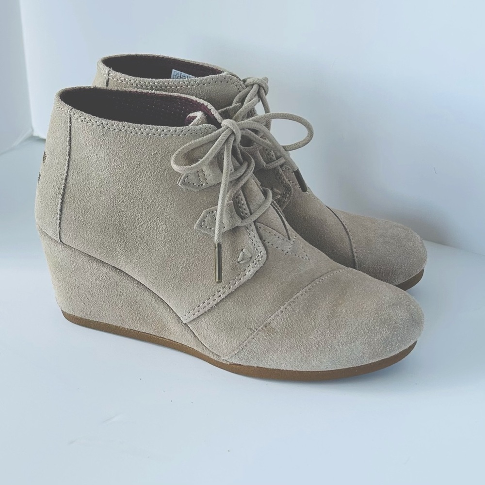 TOMS Kala Wedge suede booties. Size 7.5